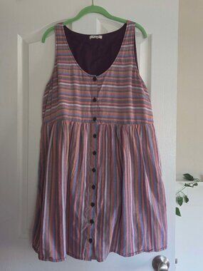 Madewell Scoop Neck Tank Rainbow Stripe Button Front Dress